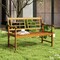 Patio Loveseat Bench Acacia Wood 2 Person Slatted Seat Outdoor Seating Natural